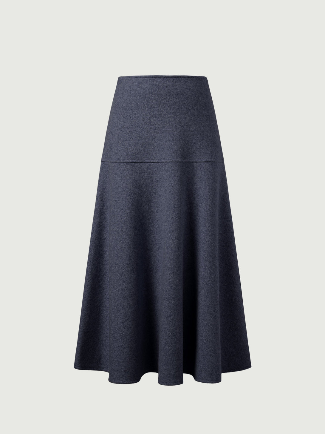 Wool-like Flared Maxi Skirt Heather Navy XS