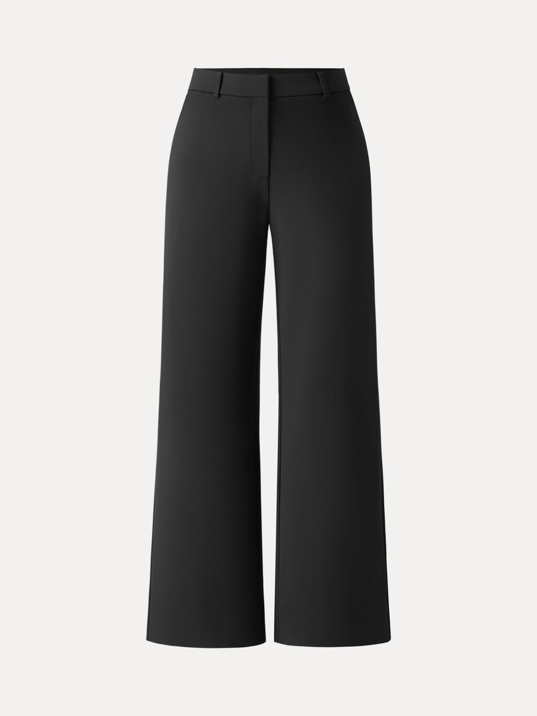 High Rise Wide Leg Trousers with Zippered Pockets Regular Black