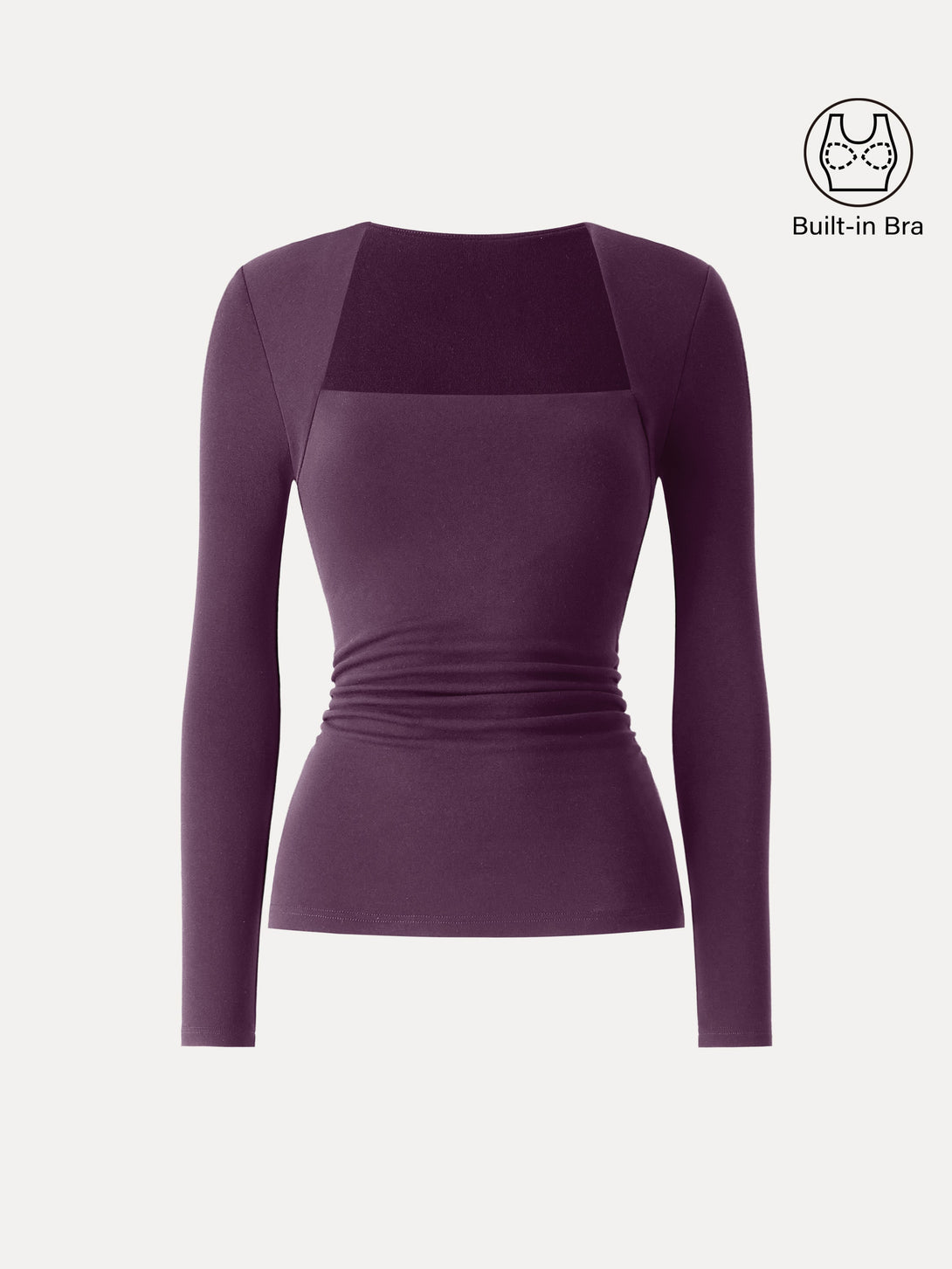 Angular Square Neck Side Ruched Brami Deep Fig XS