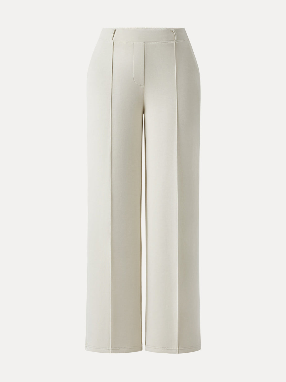 Wrinkle-Resistant Mid Rise Straight Leg Pants with Pockets Regular Ash Ivory