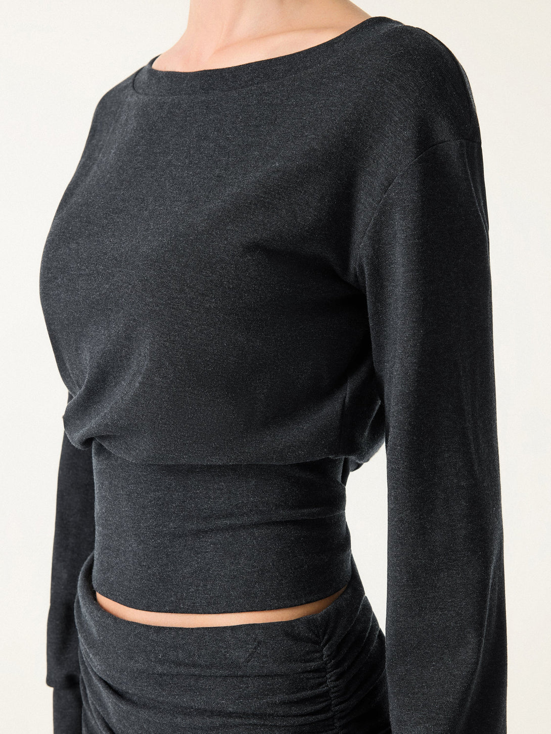 2Pcs Set Boatneck Brami & Drapey Wide Leg Pull-on Pants with Pockets