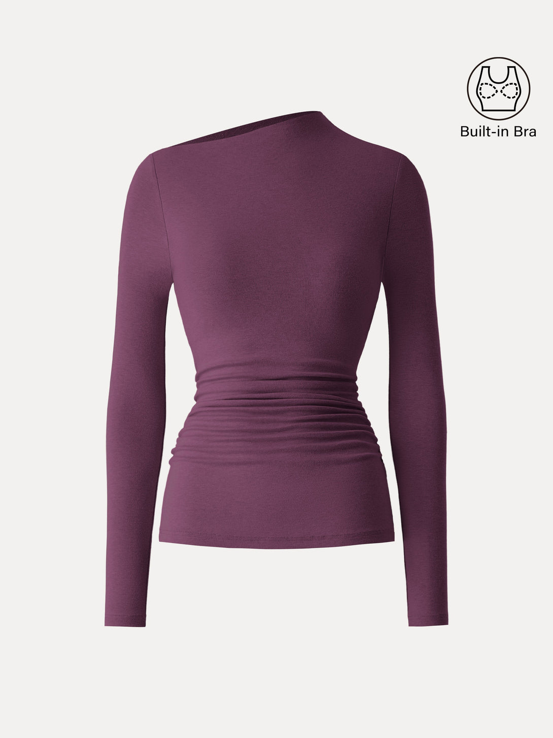 Light Warm Slanted Mockneck Ruched Brami Plum Berry XS