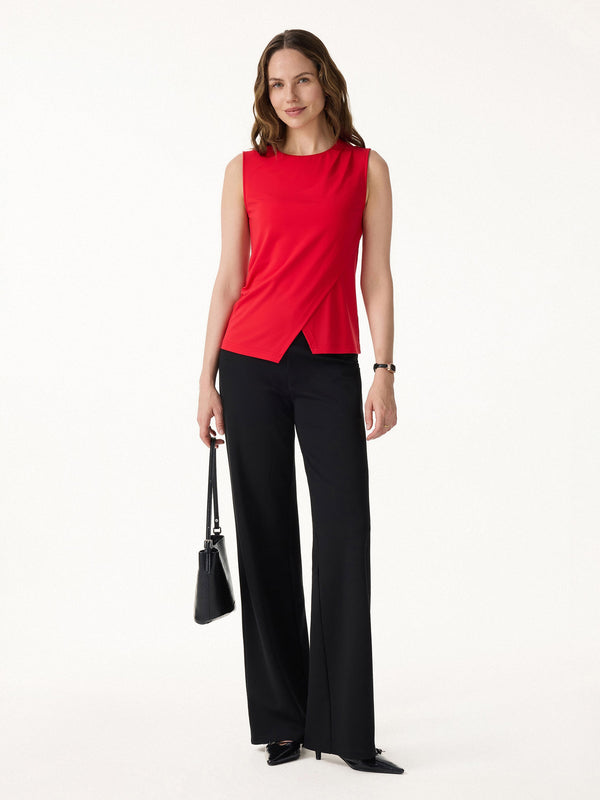 OGLmove Lyocell Wool Tucked Asymmetrical Hem Top