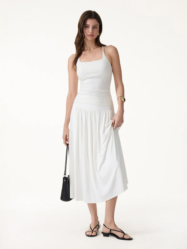 OGLmove SkinKiss Mid Rise Gathered Midi Skirt with Pockets