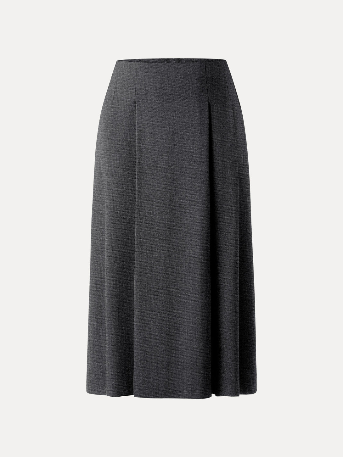 Wrinkle-Resistant A-line Tucked Pull-on Midi Skirt with Pockets Heather Black XS