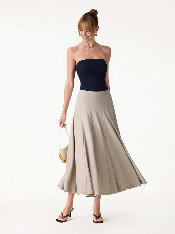 Flowy Drapey Mid Rise Midi Skirt