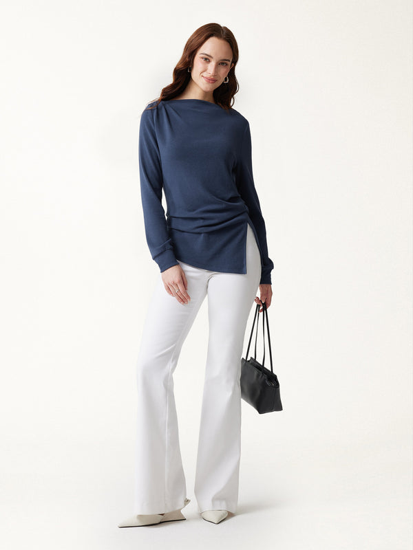 OGLmove LiteWarm Boatneck Tucked Ruched Top