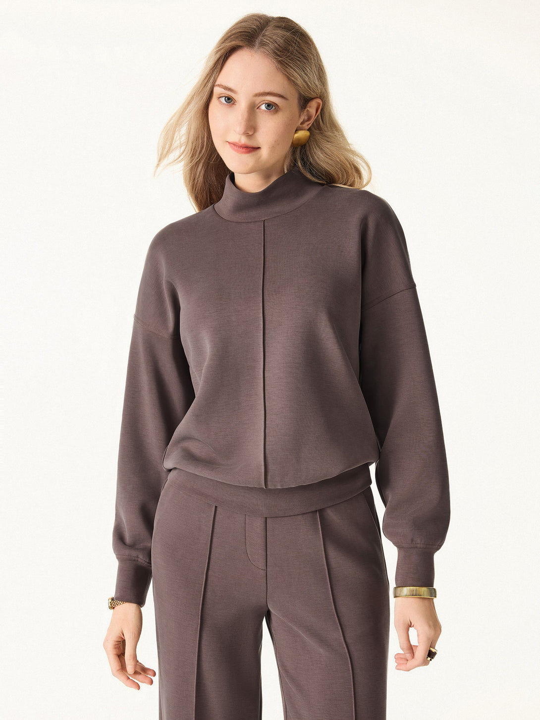 Modal Spacer Mockneck Long Sleeve Pullover Shirt