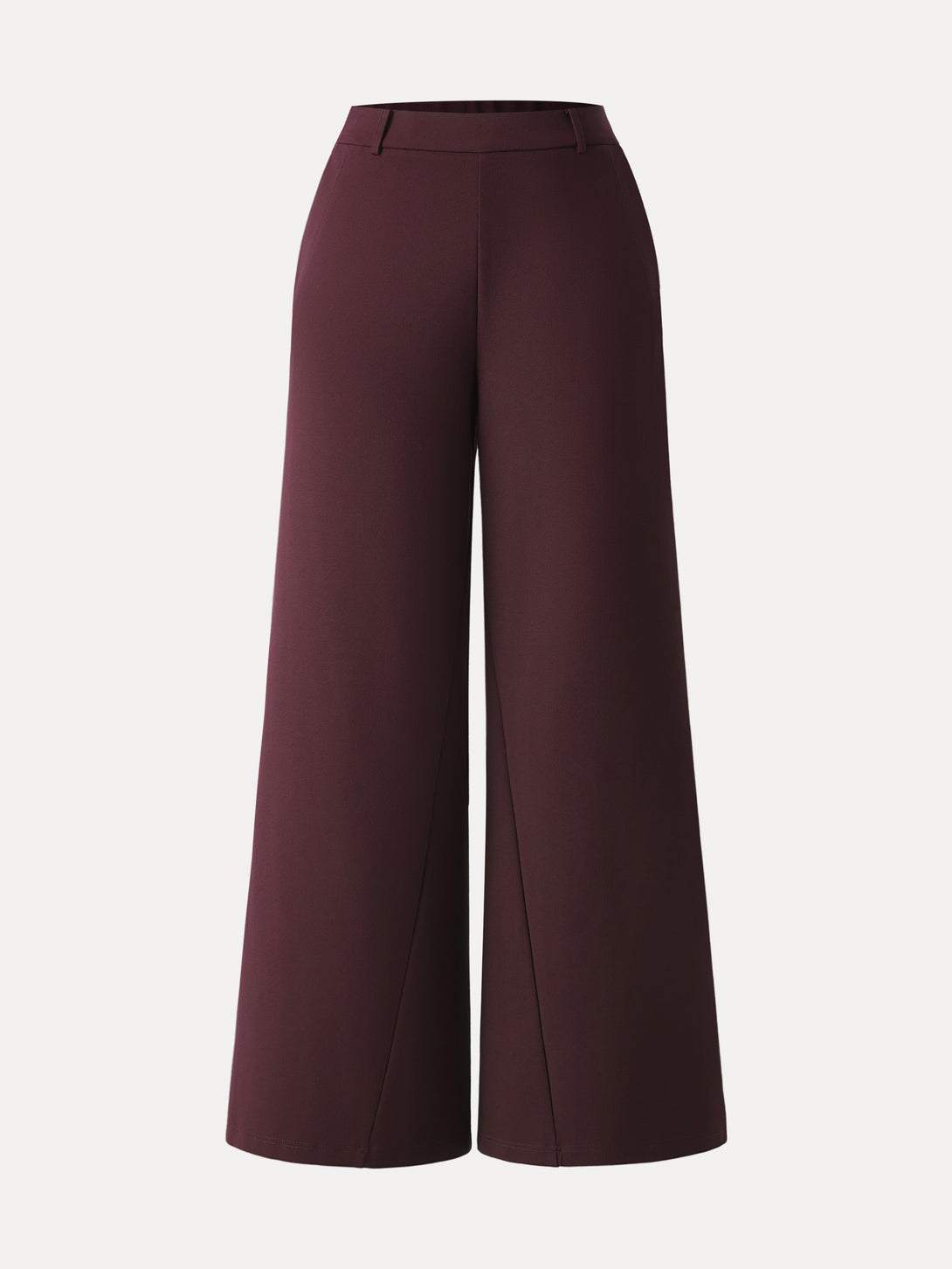 Mid Rise Wide Leg Pull-on Pants with Pockets Regular Dark Berry