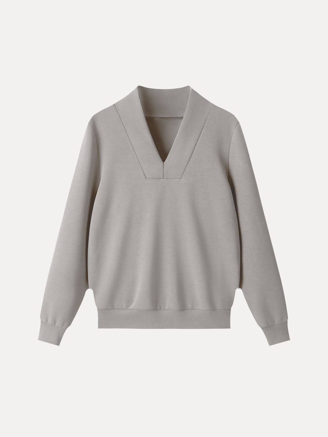 Essential V-Neck Long Sleeve Pullover Top Grey Steel XS