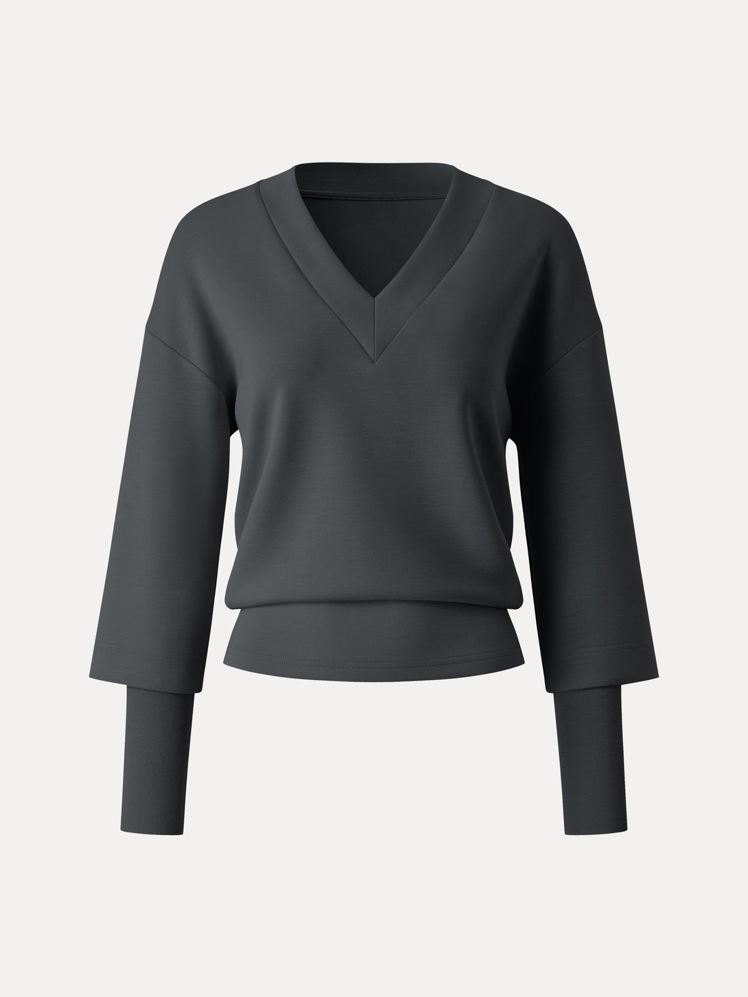 V-neck Hip Length Top with Sleeve Warmers