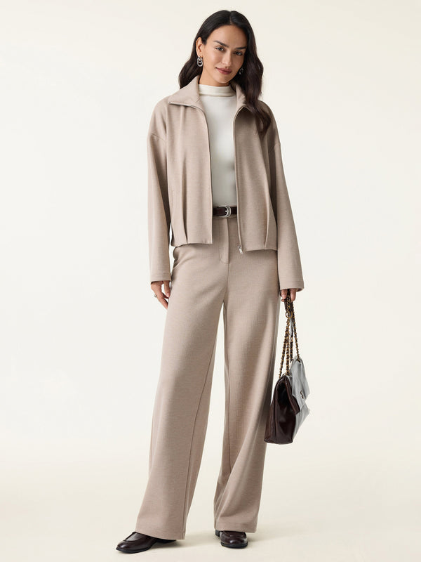 Herringbone Textured Full Zip Jacket