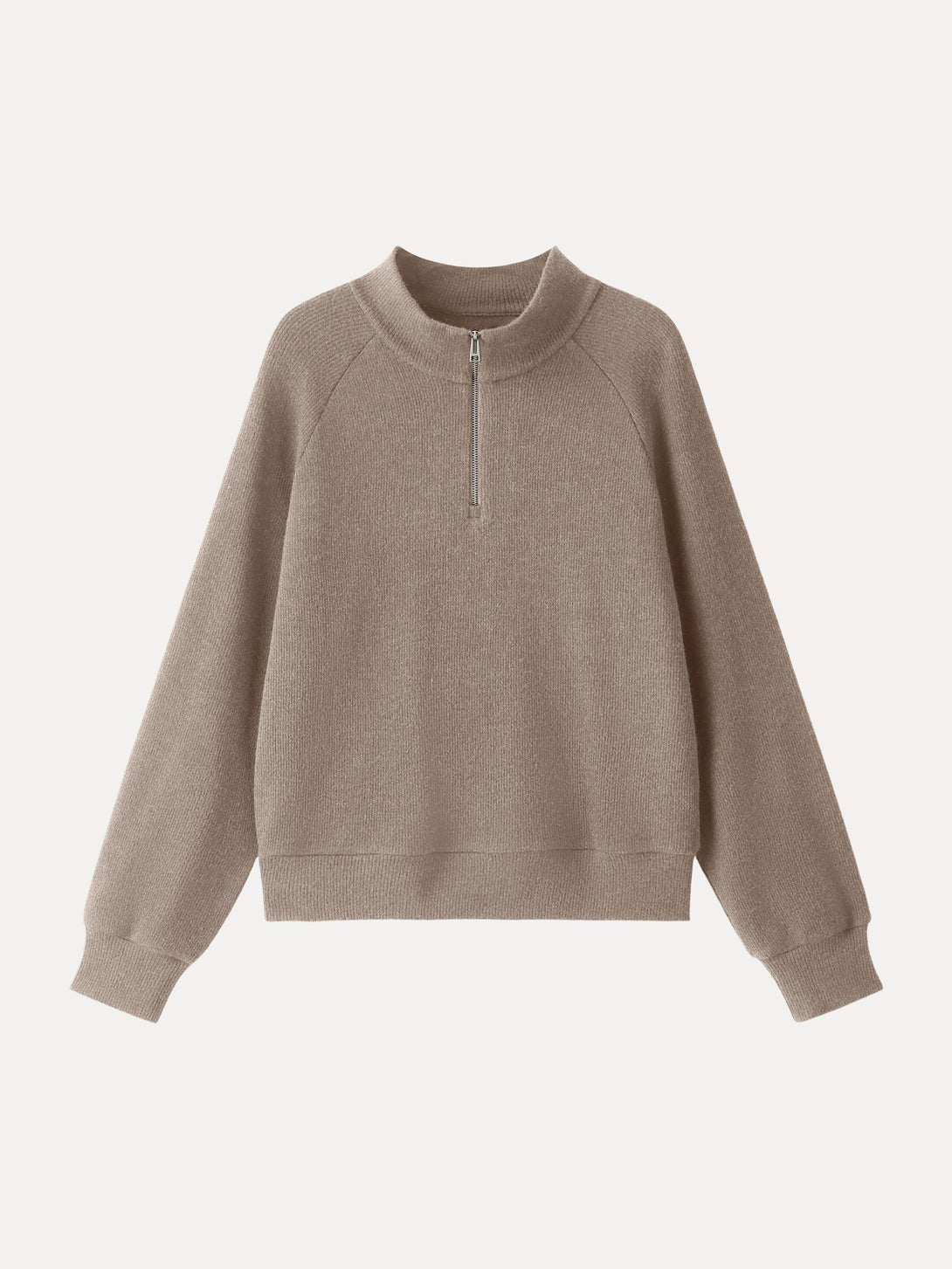 Cozy 1/4 Zip Mockneck Pullover Heather Taupe XS