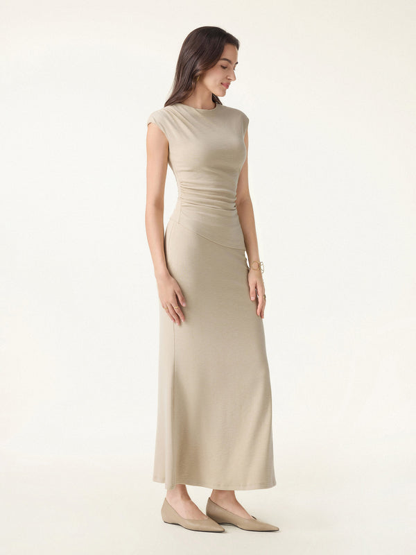 OGLmove 2Pcs Set Cap Sleeve Asymmetrical Bra Top & Mermaid Flare Maxi Skirt