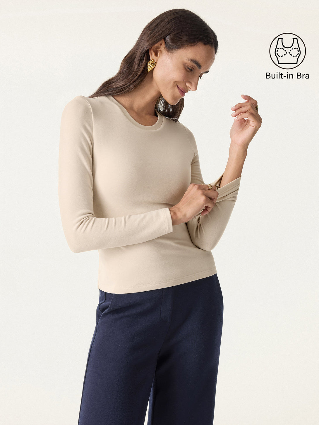 ProWarm Crewneck Long Sleeve Brami Natural Calico XS