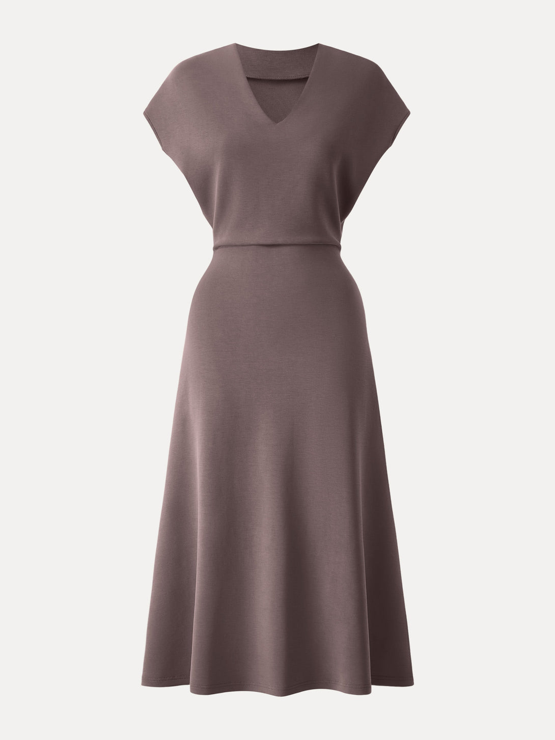 Modal Spacer V-Neck A-line Midi Dress Deepest Mauve XS