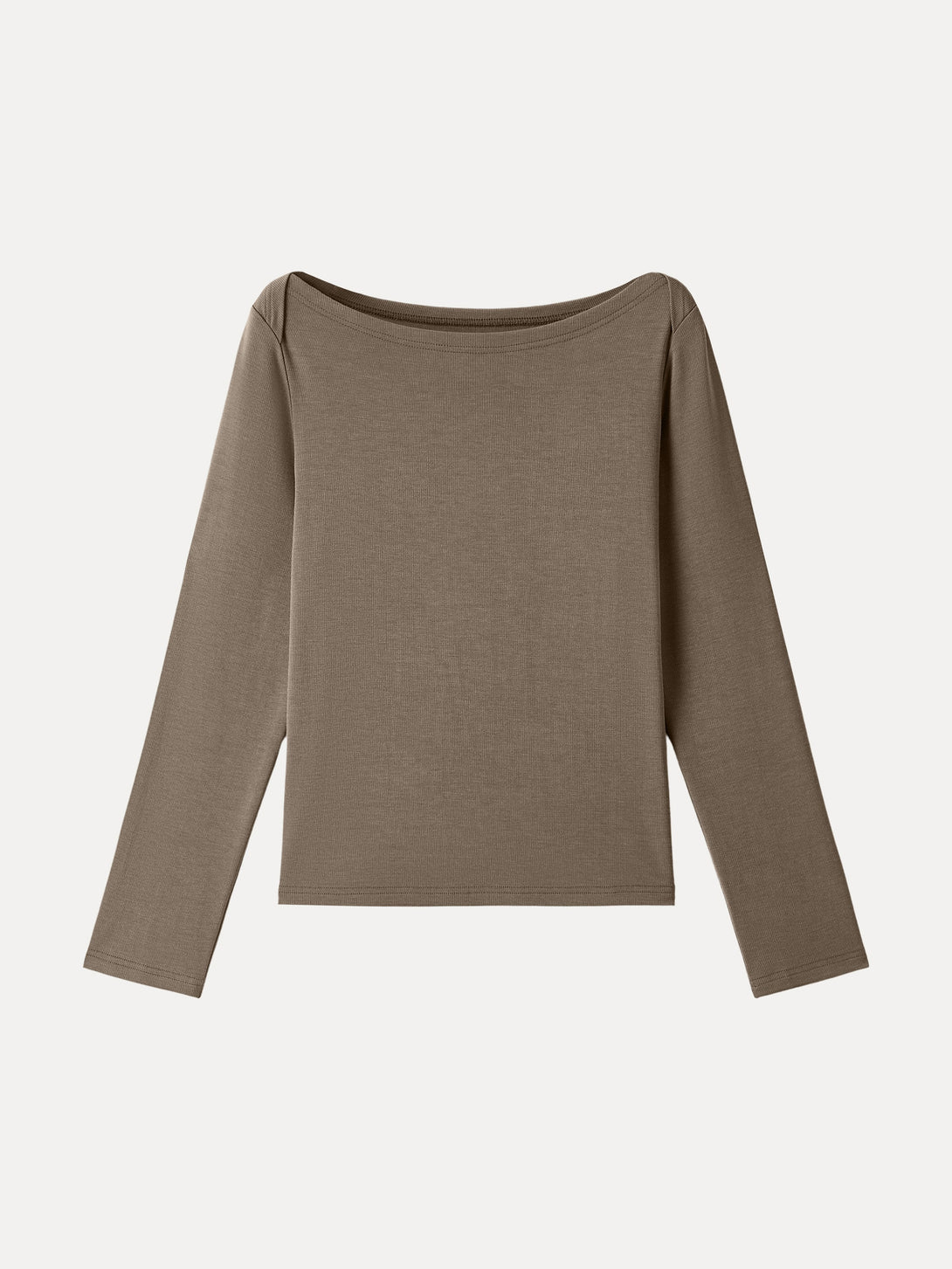 Relaxed Fit Boatneck Long Sleeve Top