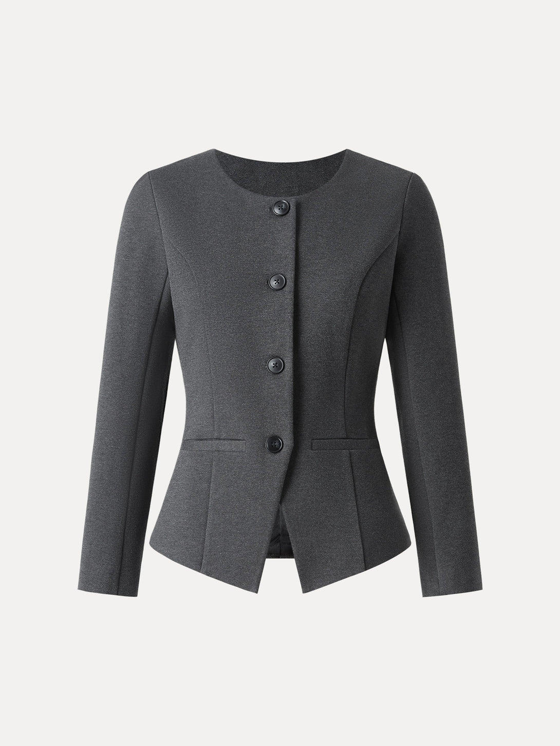 Stretch Ponte Button Front Blazer with Pockets