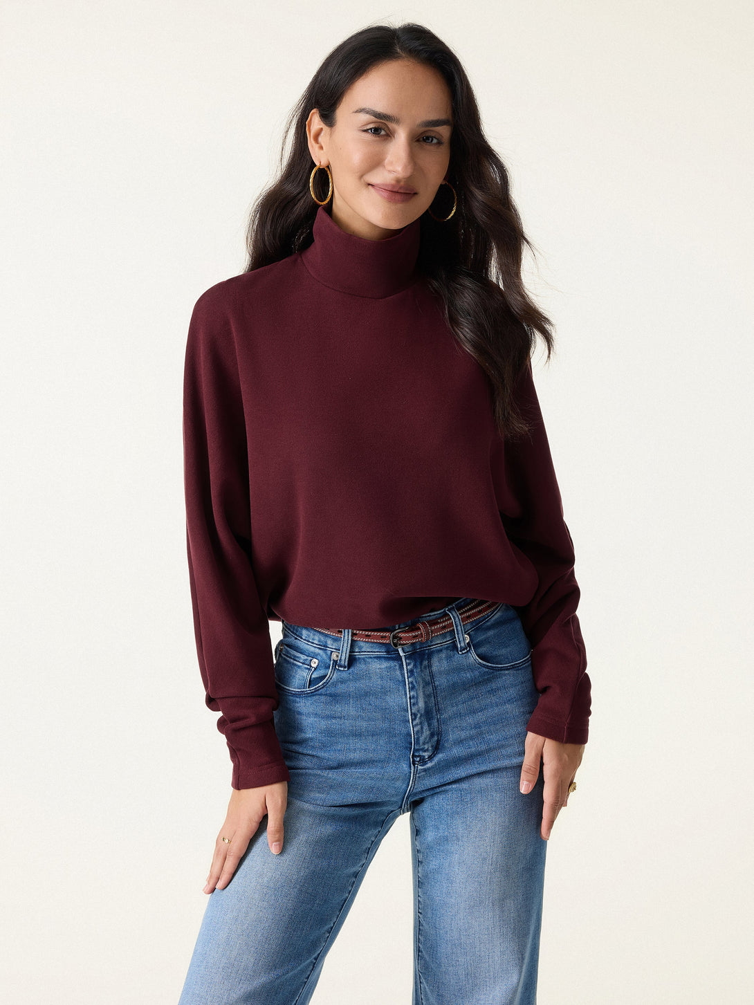 Cozy Warm Mockneck Batwing Sleeve Brami