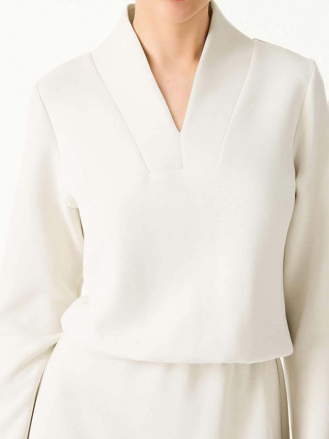 Elevated V-neck Long Sleeve Cinched Midi Dress
