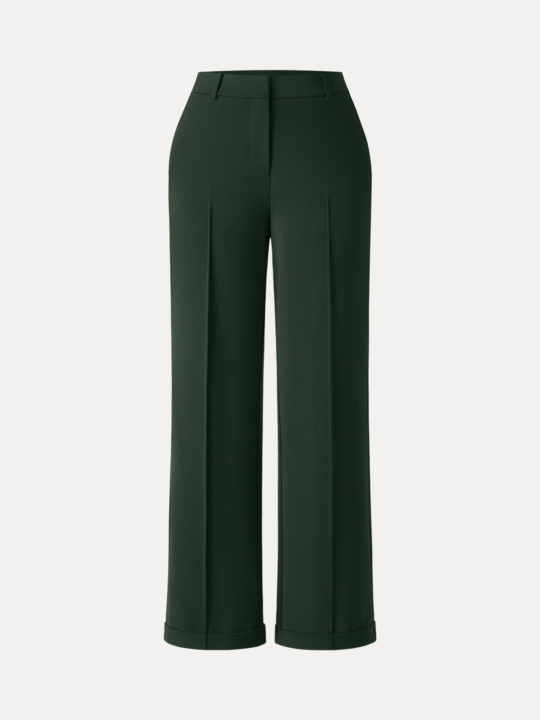 Stretch Ponte High Rise Straight Leg Pintuck Trousers Petite Jungle Leaf