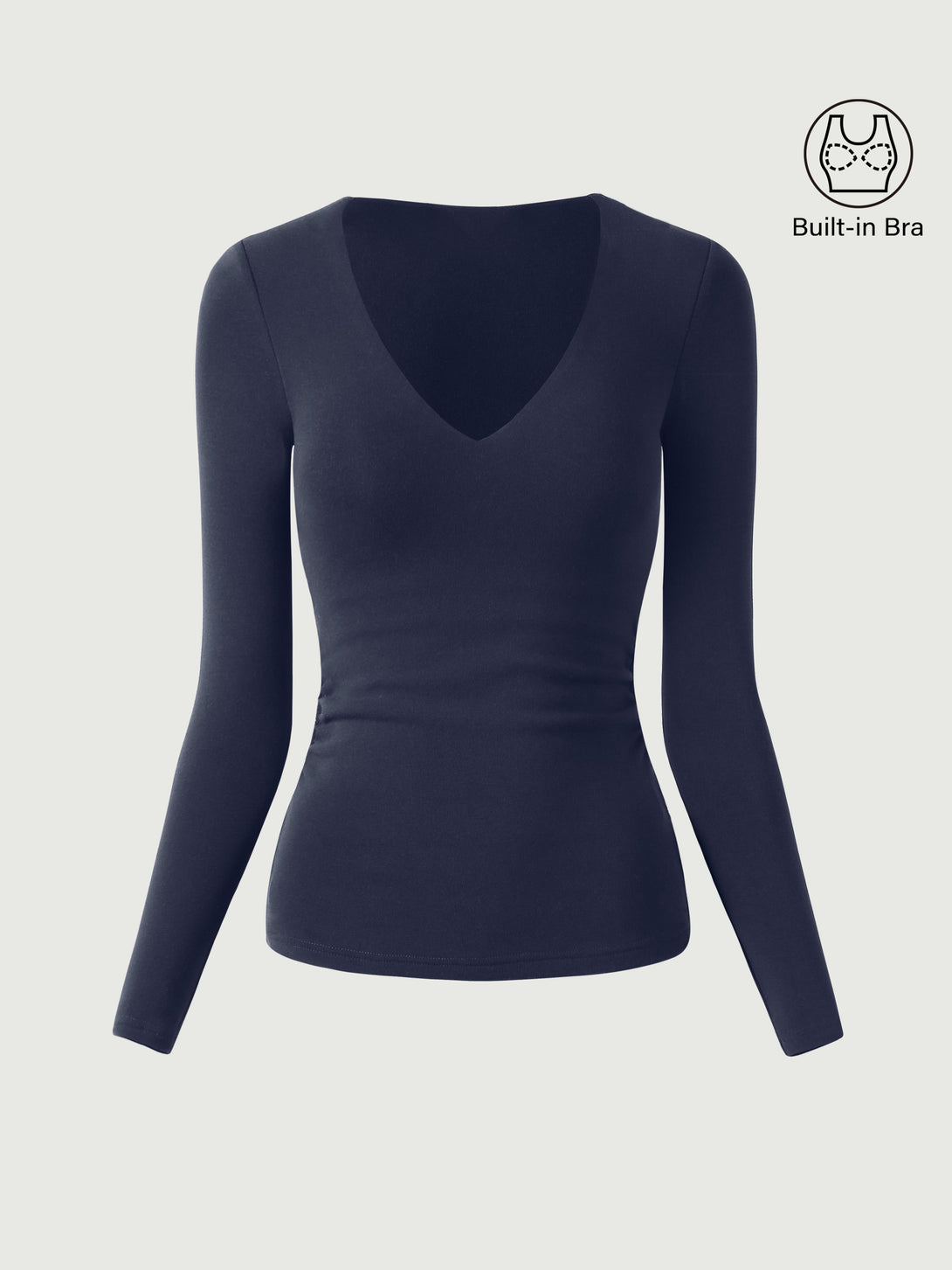 V-Neck Ruched Sides Brami Top Midnight Navy XS