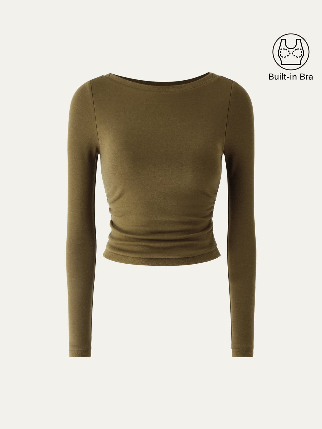 Boatneck Long Sleeve Brami Top Olive Pear XS