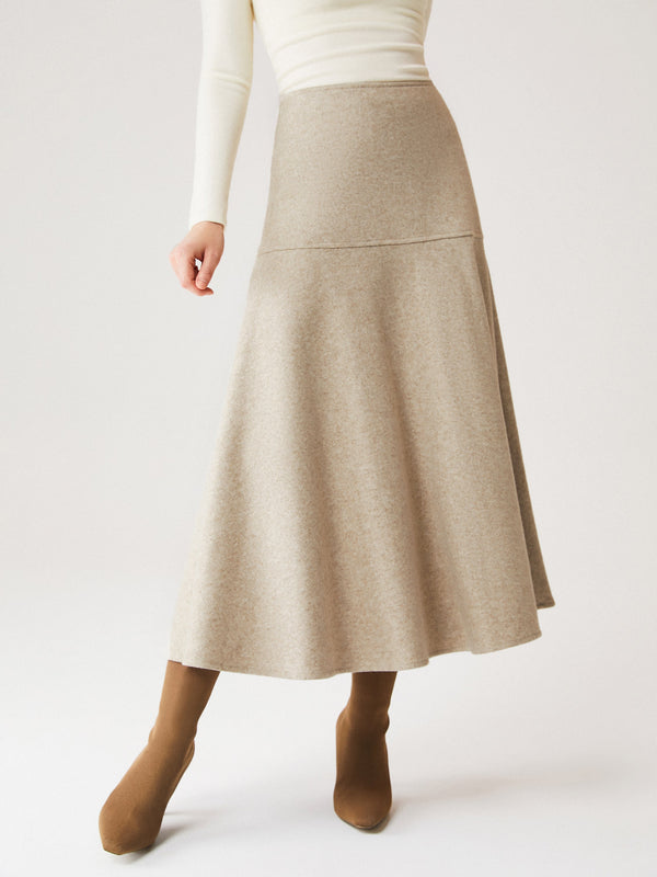 OGLmove FuzzLuxe Flared Maxi Skirt Regular Heather Morganite