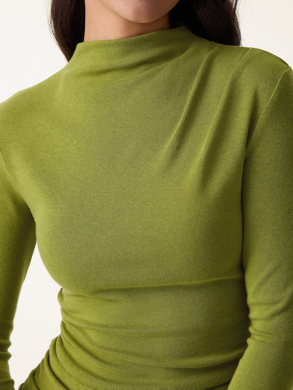 Mockeneck Ruched Long Sleeve Top