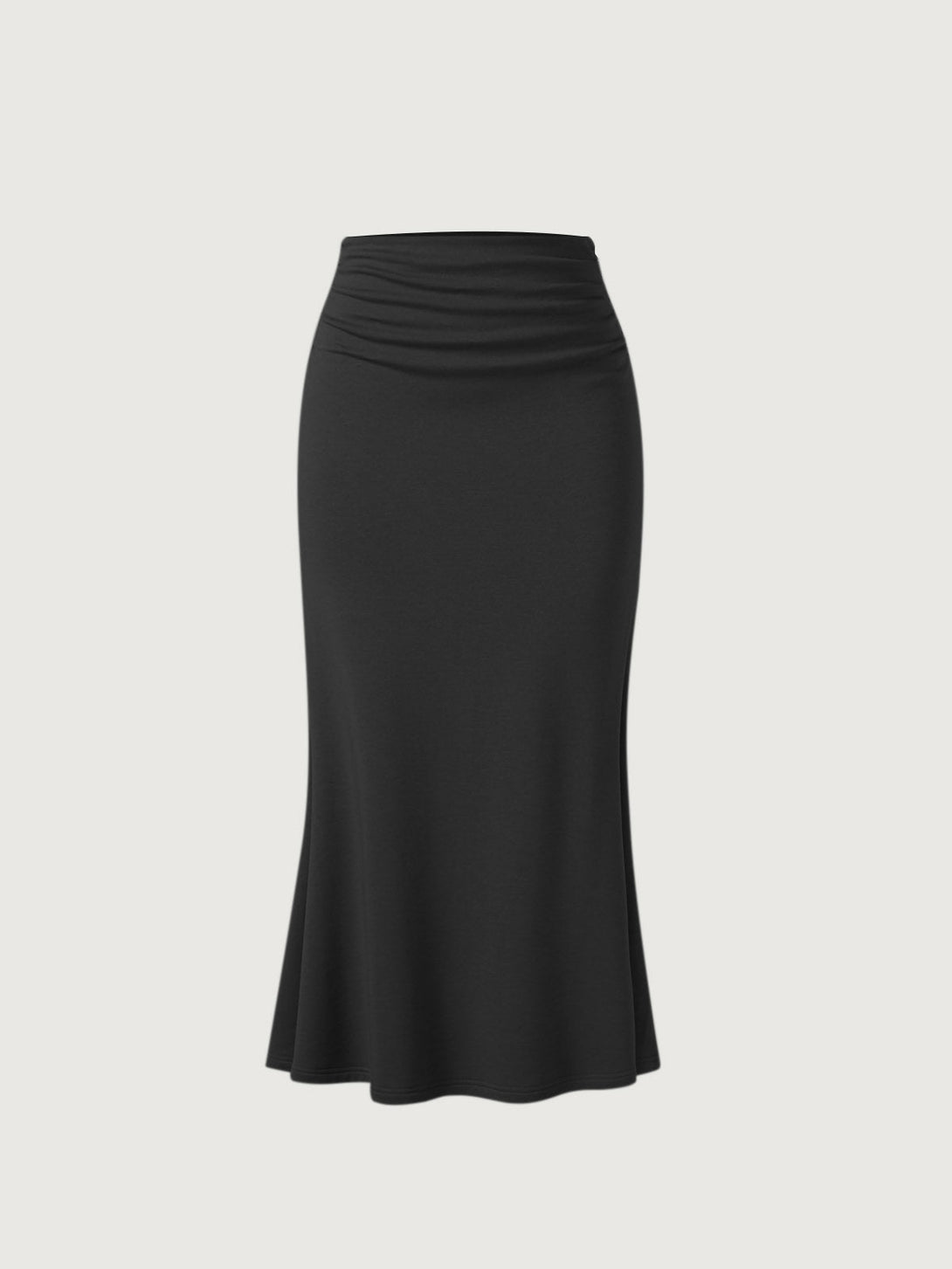 Mock Neck Crop Top & Mermaid Maxi Skirt & Scarf Jacket Skirt Black