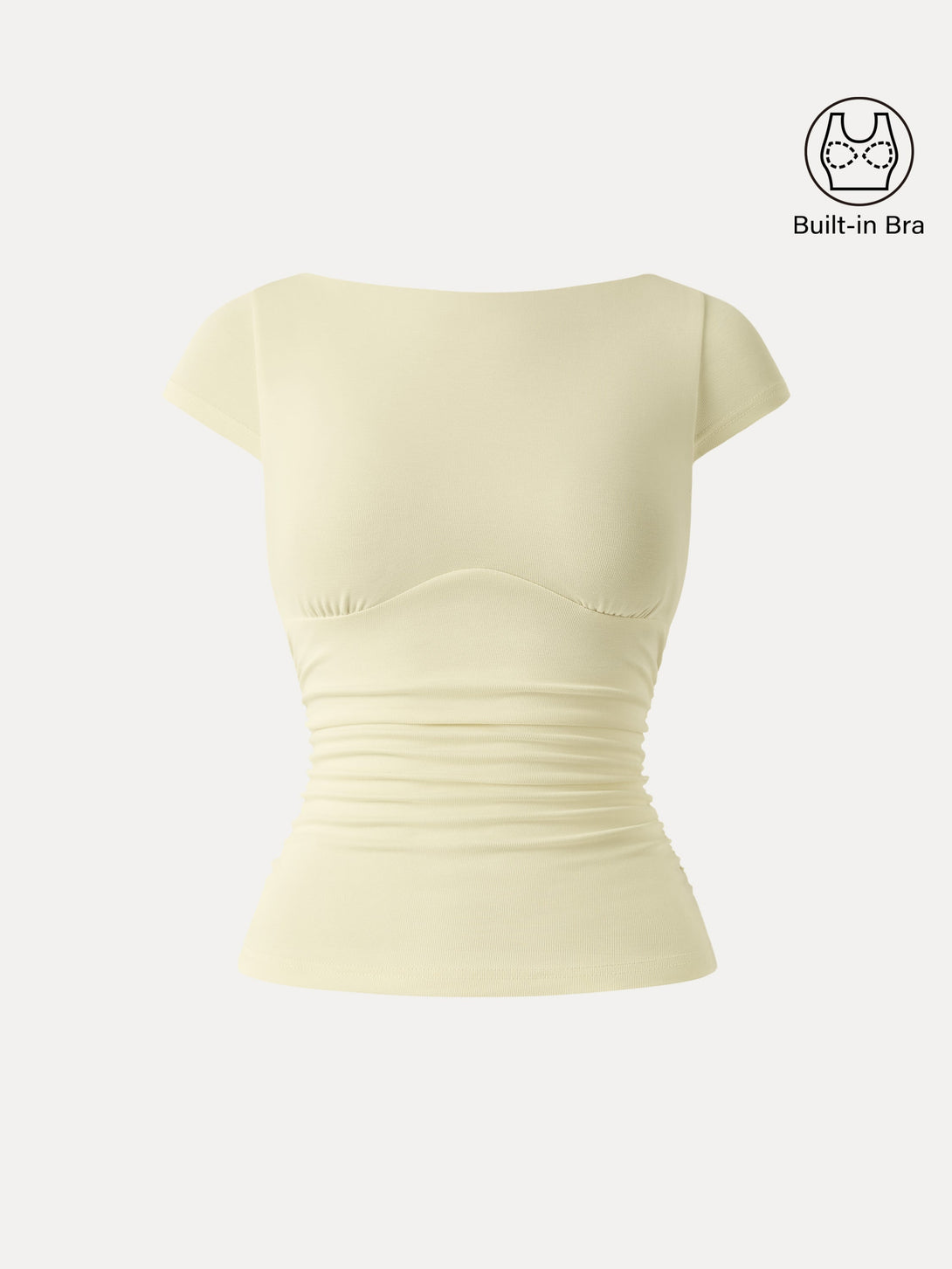 Sandwashed Boatneck Cap Sleeve Ruched Brami