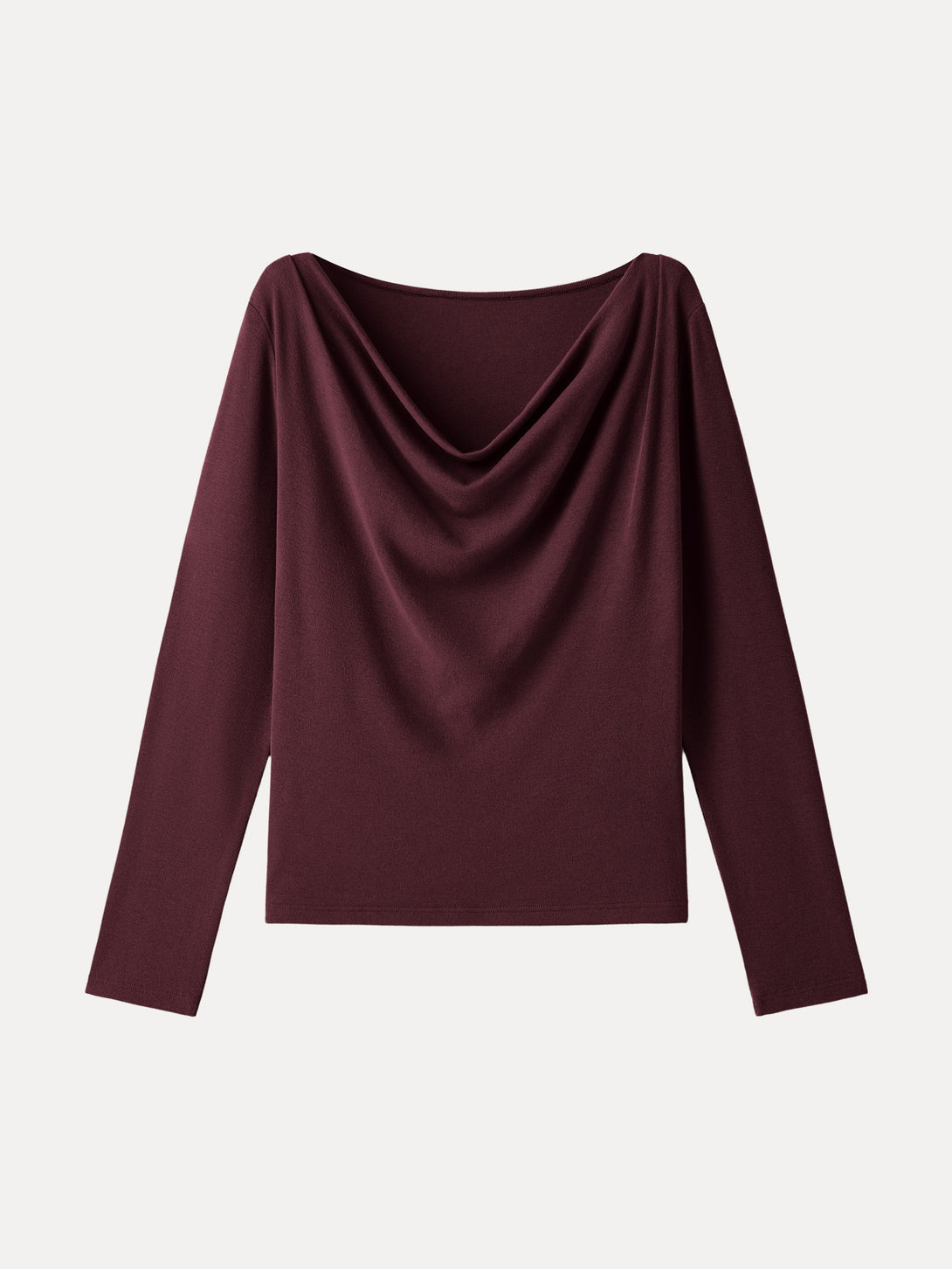 Effortless Cowl Neck Long Sleeve Top Ruby XS