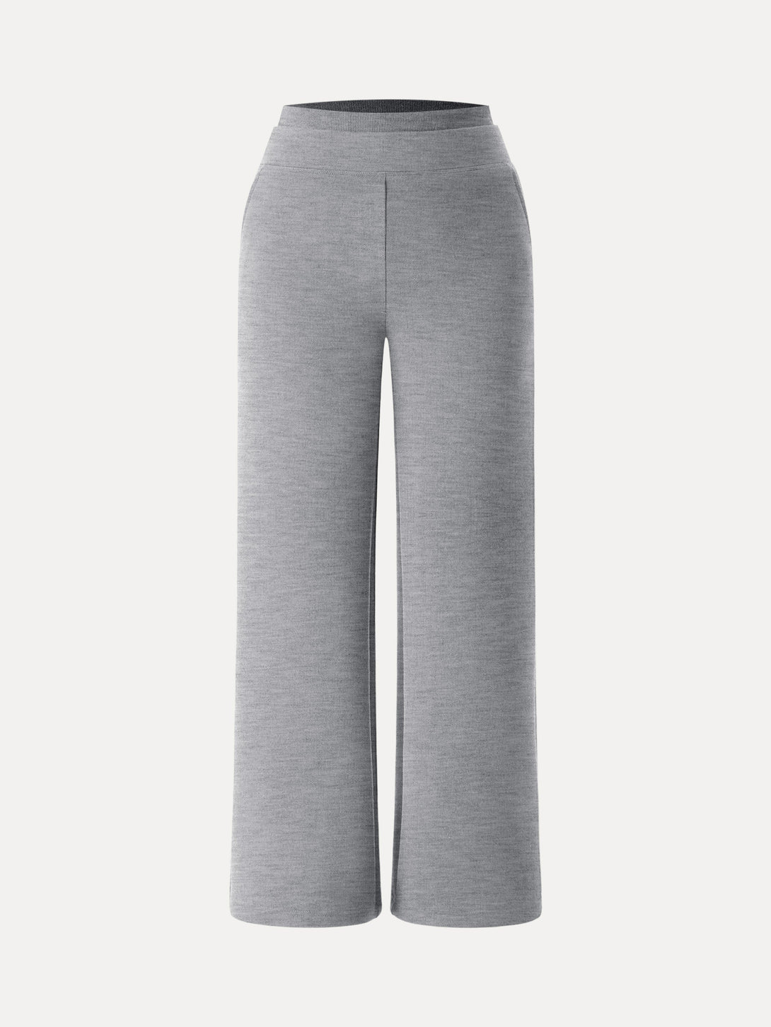 Double Waistband Straight Leg Pants with Pockets Petite Heather Grey