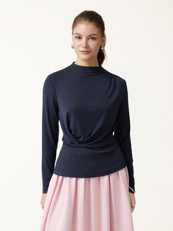 OGLmove Lyocell-Wool Mock Neck Long Sleeve Top