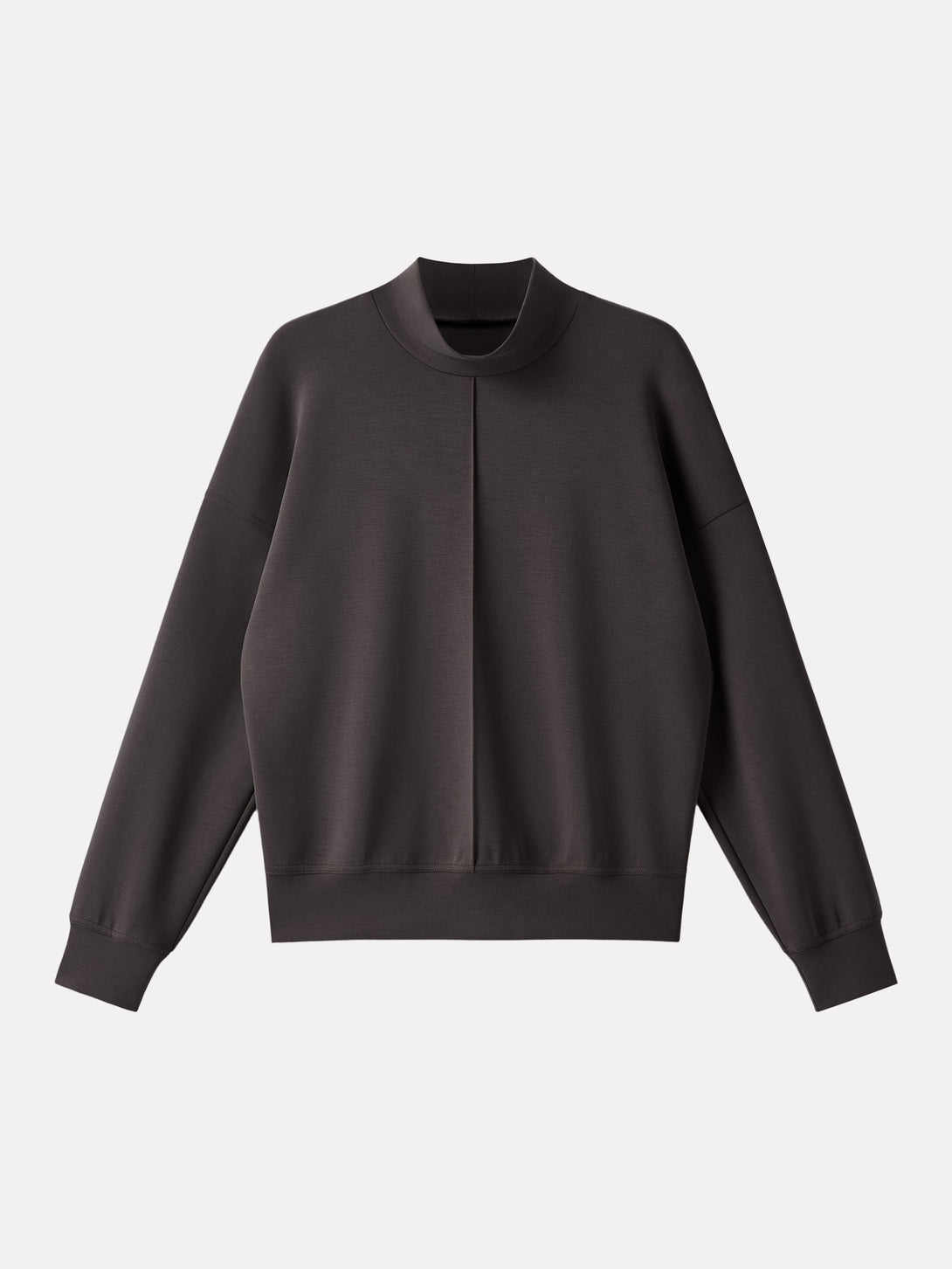 Modal Spacer Mockneck Long Sleeve Pullover Shirt Black Chocolate XS