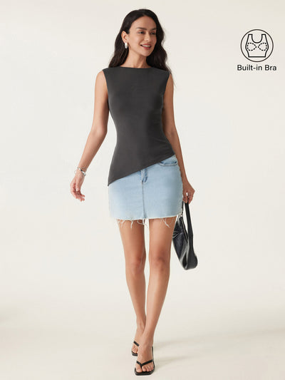 Asymmetrical Hem New Airy Brami Tank Shadow XS