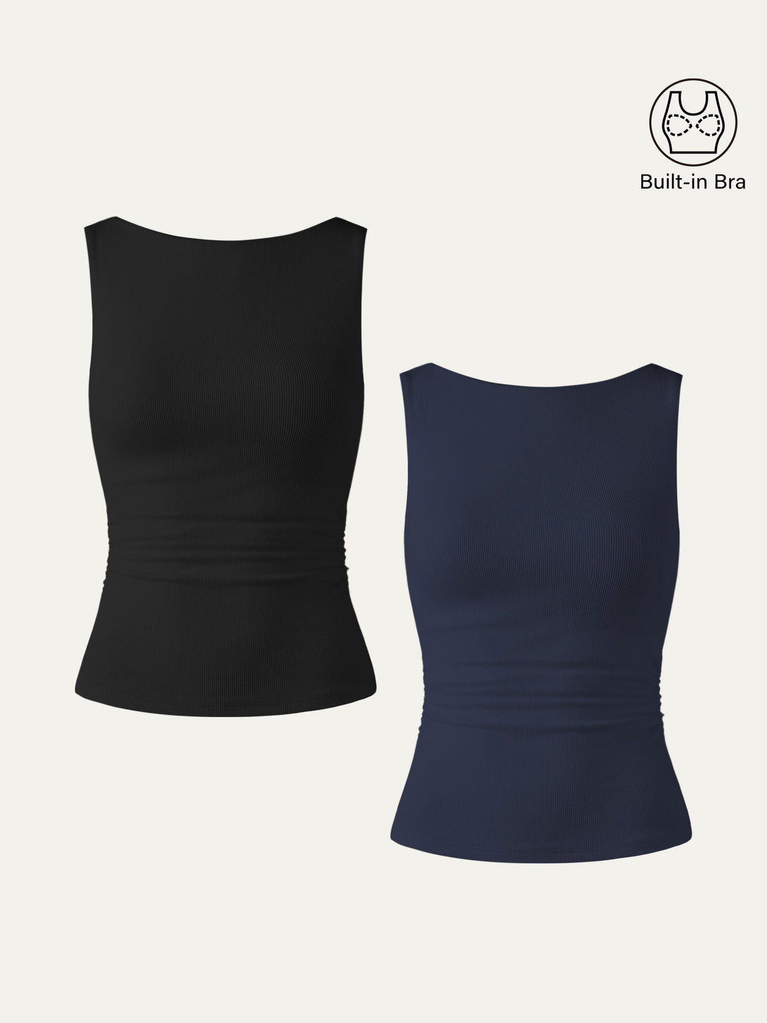 2Pcs Set Elastic Open Back Brami Tank