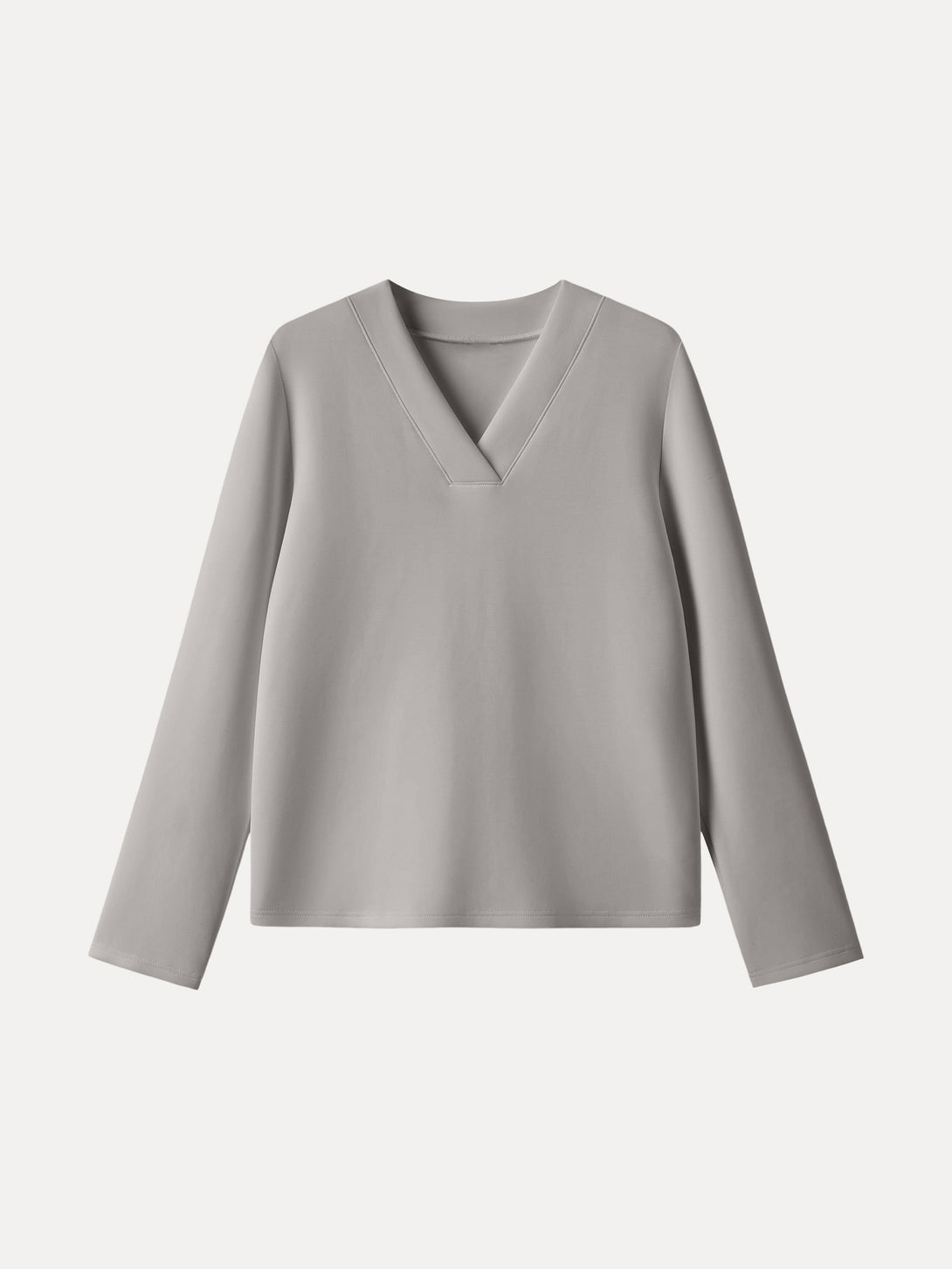Modal Spacer V-neck Long Pullover Shirt Grey Steel XS