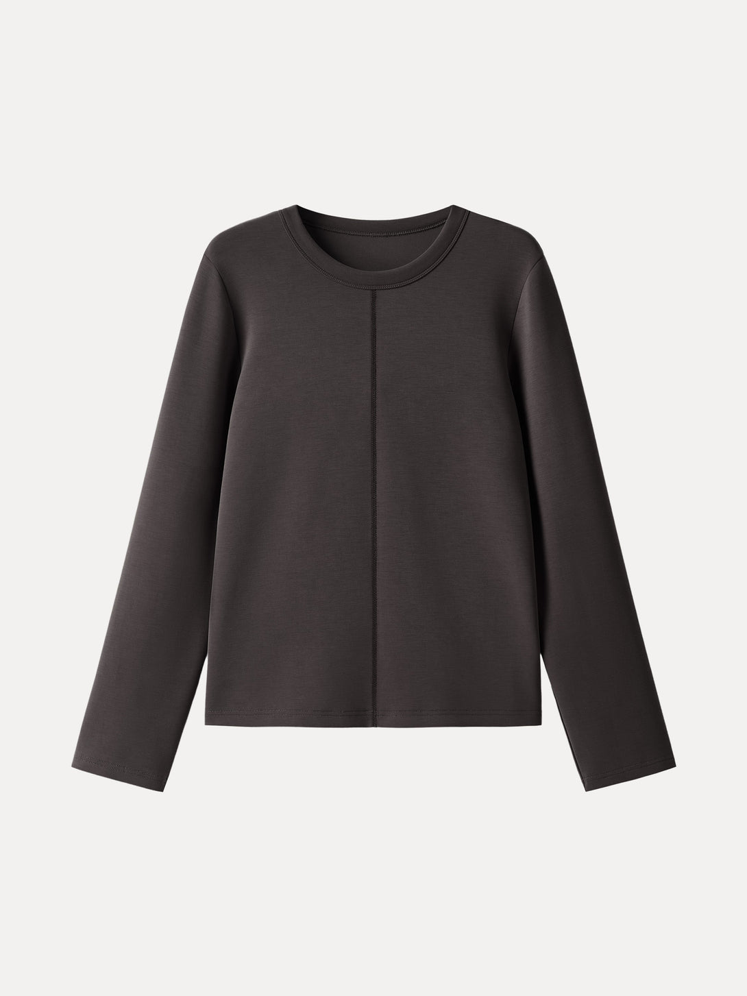 Essential Crew Neck Long Sleeve Pullover Shirt Black Chocolate XS