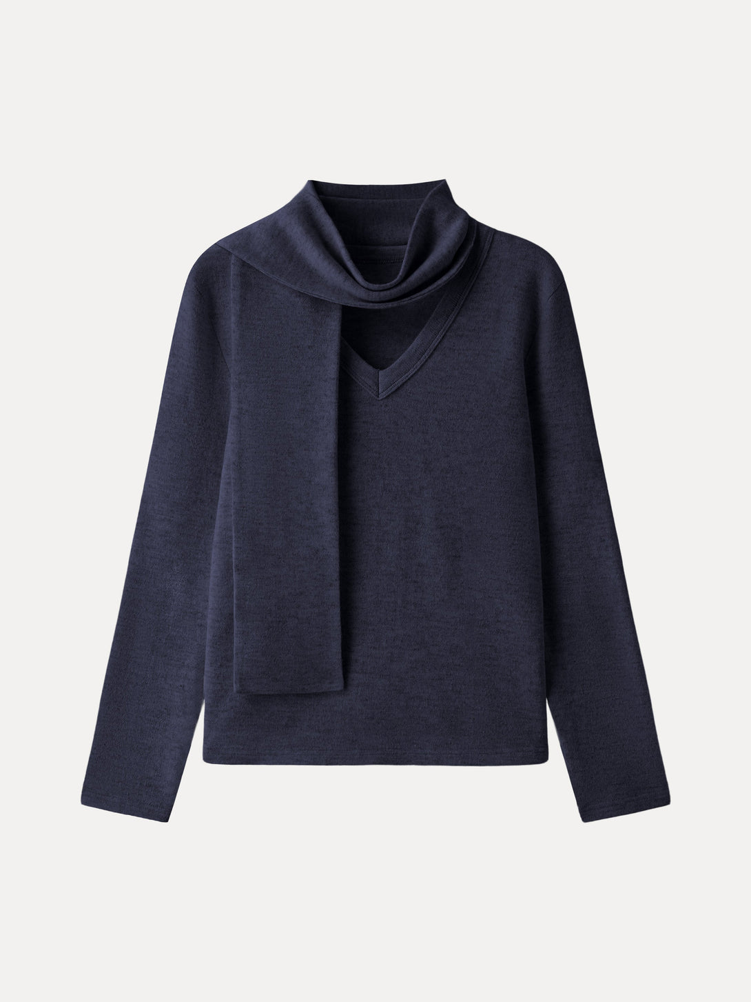 Relaxed Fit V-Neck Top with Scarf Midnight Navy XS