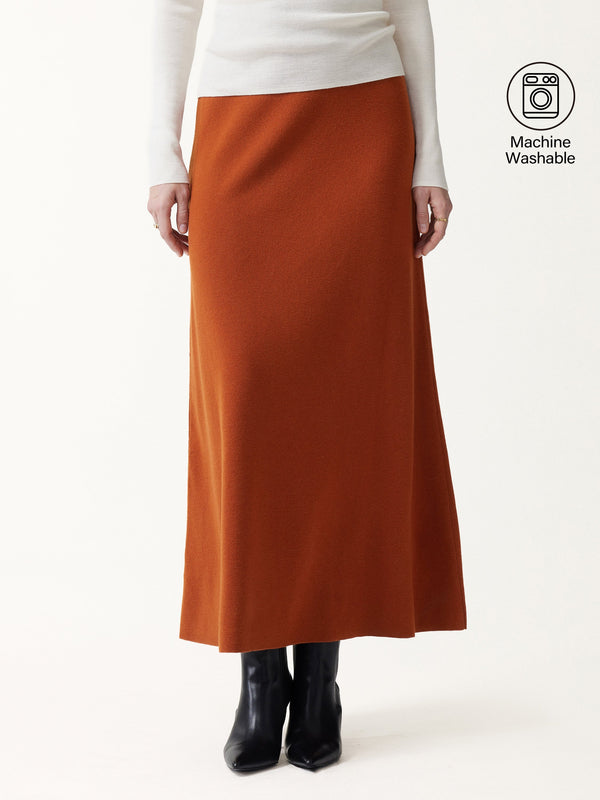 OGLmove Merino Wool Blend Drapey High-Rise A-Line Midi Skirt