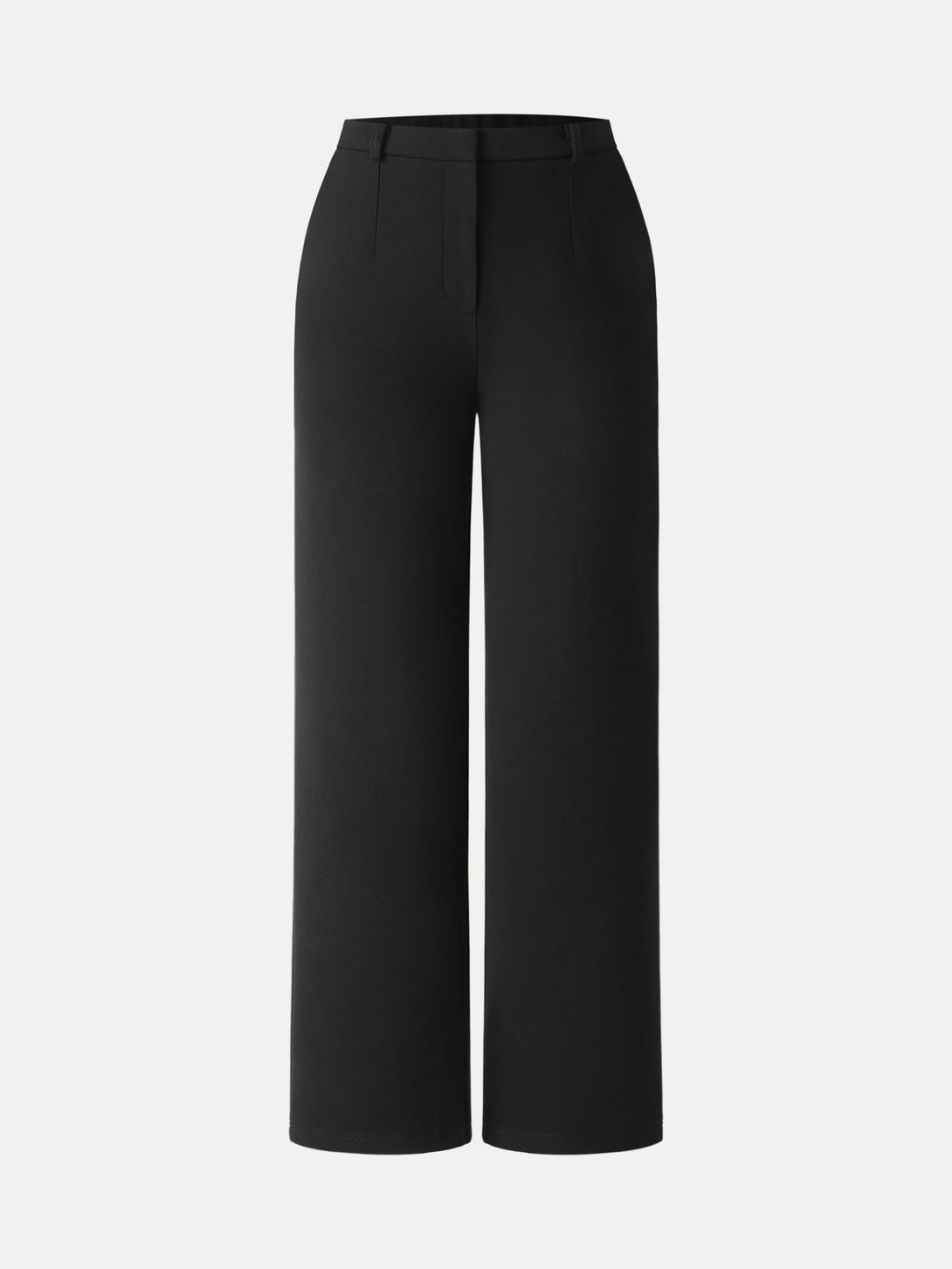 Cozy Knit High Rise Slim Straight Leg Pants with Pockets Petite Black