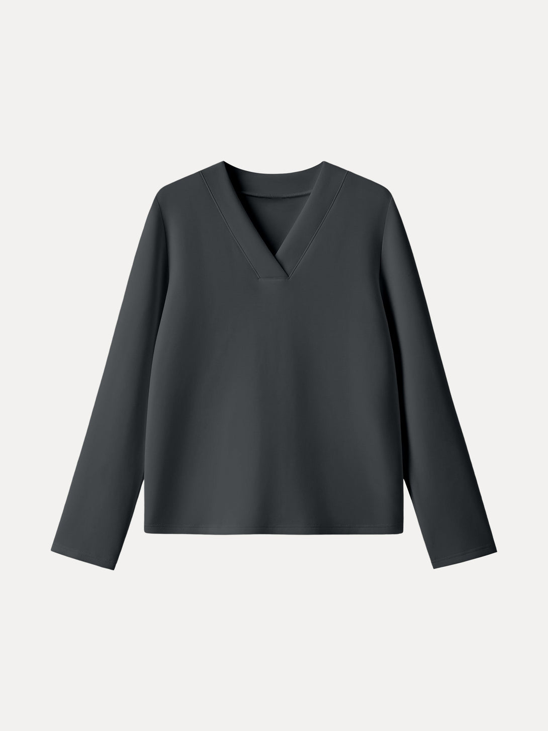 Modal Spacer V-neck Long Pullover Shirt Blue Charcoal XS