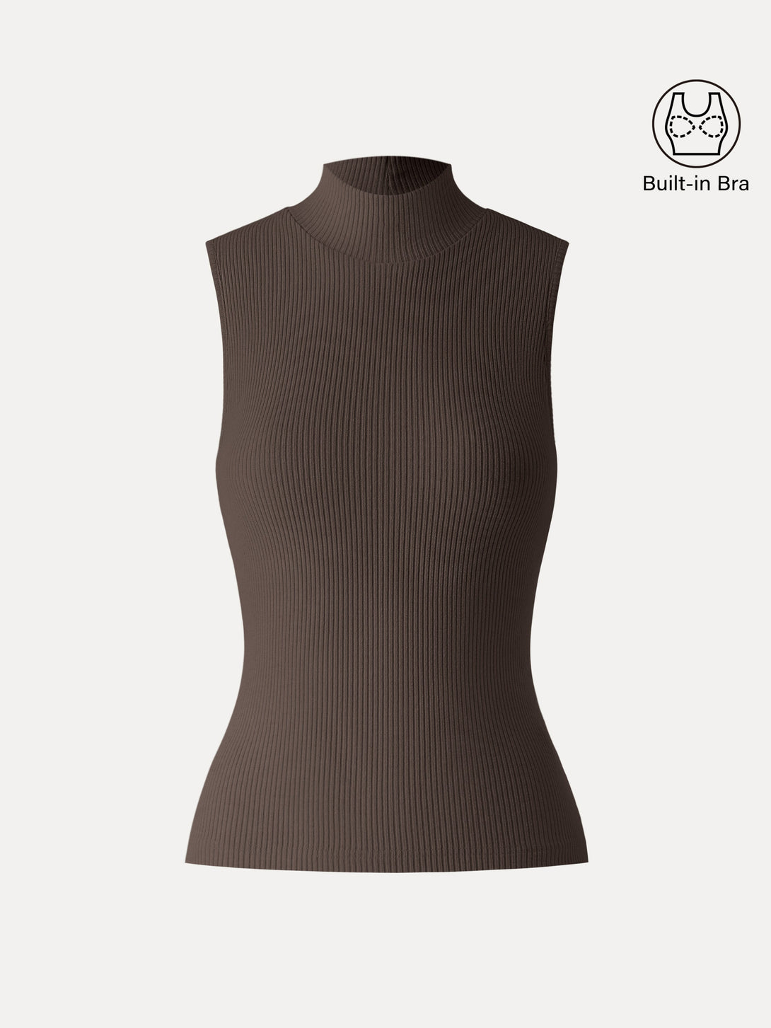 Textured Rib Mockneck Sleeveless Brami Hazelnut Coco XS