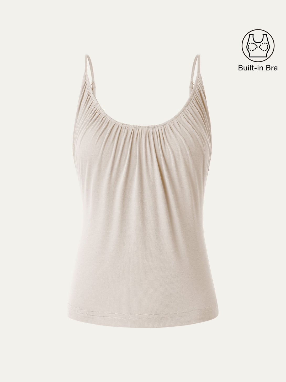 Beige Tonal Co-ord Capsule Gathered Spaghetti Tank XS
