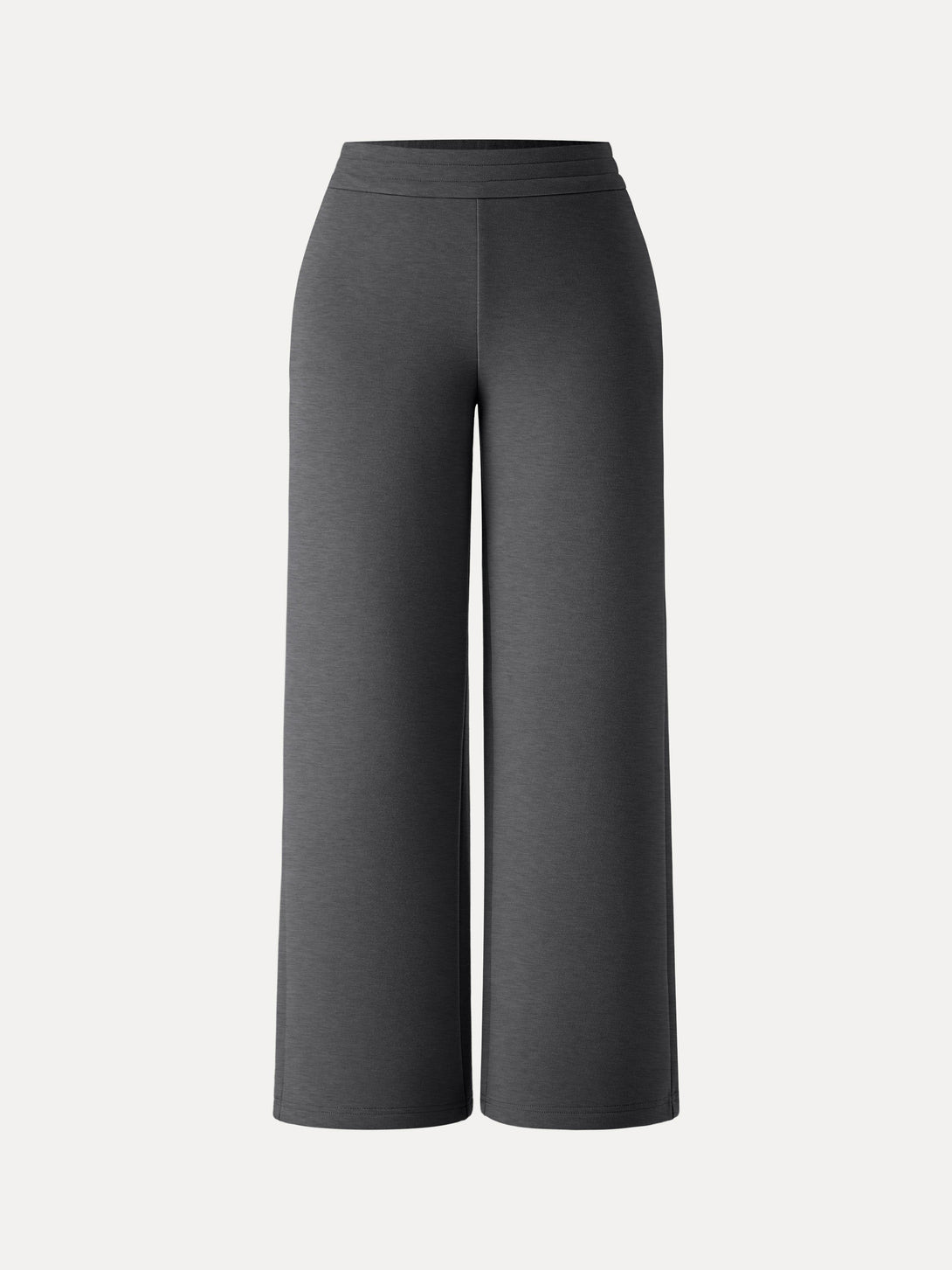 Cozy Warm High Rise Straight Leg Pull-on Pants with Pockets Petite Heather Black
