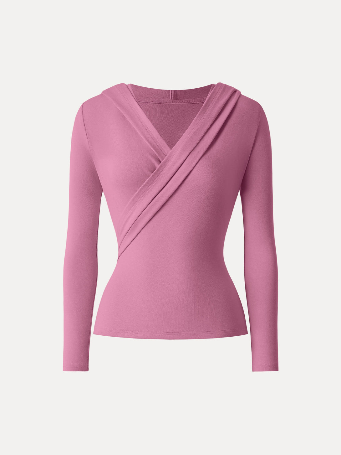 Surplice Ruched Pullover Hoodie Rose XS
