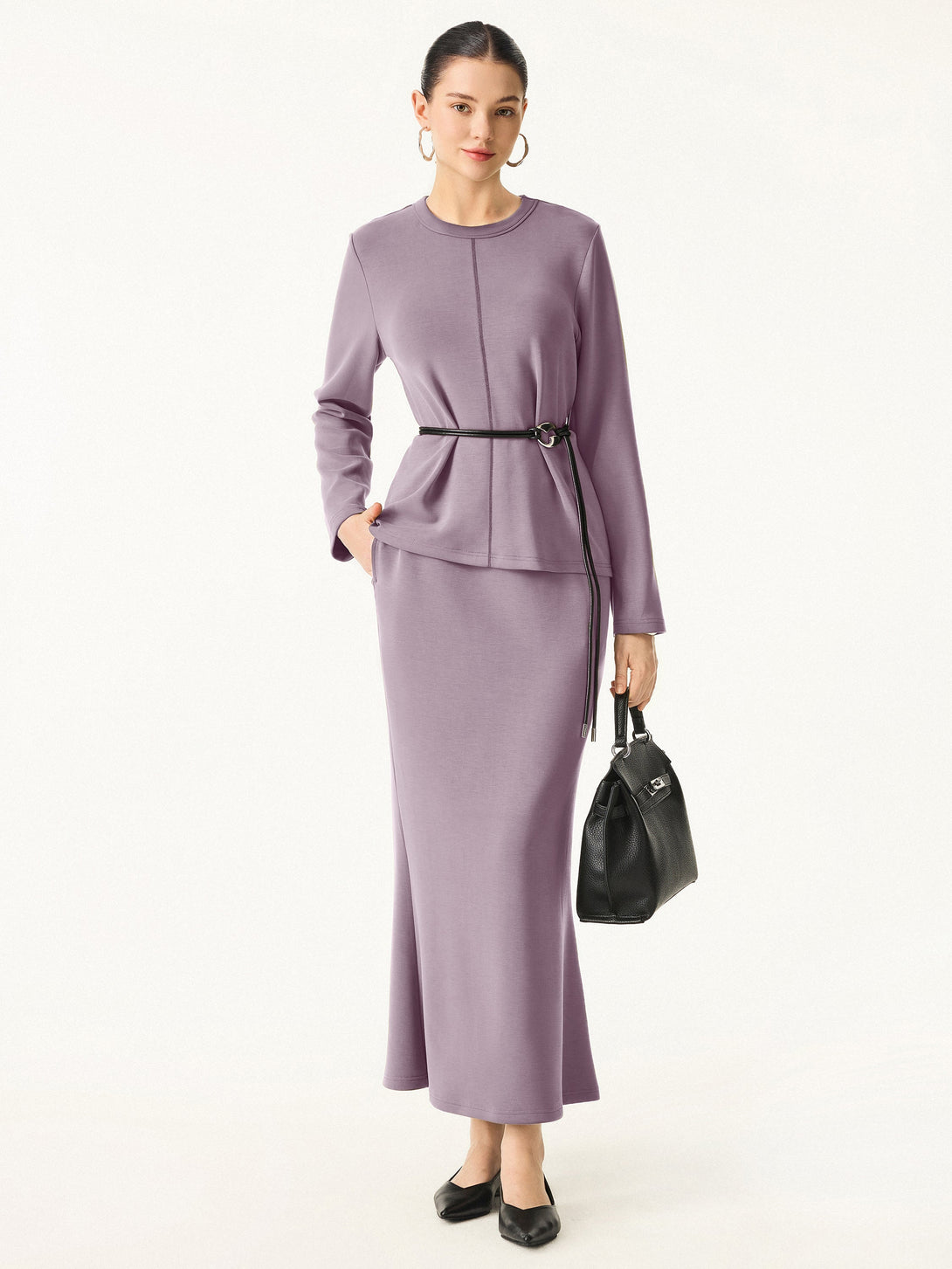 Wrinkle-Resistant Spacer Maxi Pull-on Skirt
