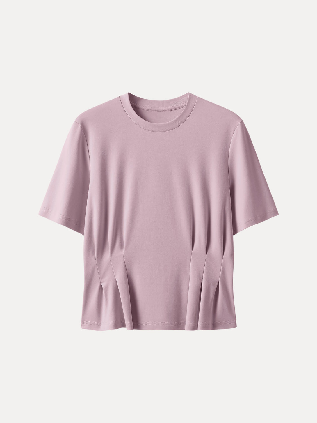 Crewneck Short Sleeve Cinched Waist Tee Rose Quartz XS