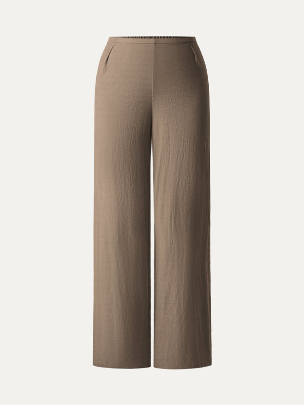 Wrinkle-resistant Cotton-linen Mid Rise Straight Leg Pant